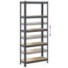 5-Layer Storage Shelves - 2 pcs Anthracite Steel & Wood