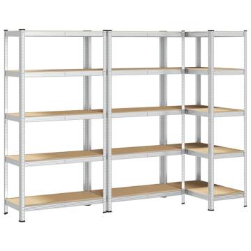 5-Layer Heavy-Duty Shelves - Silver Steel & Engineered Wood