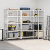 5-Layer Heavy-Duty Shelves - Silver Steel & Engineered Wood