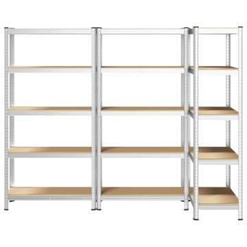 5-Layer Heavy-Duty Shelves - Silver Steel & Engineered Wood