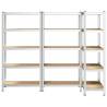 5-Layer Heavy-Duty Shelves - Silver Steel & Engineered Wood