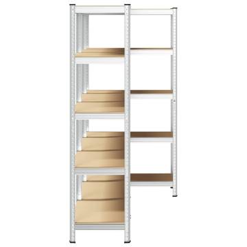 5-Layer Heavy-Duty Shelves - Silver Steel & Engineered Wood