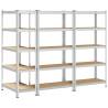 5-Layer Heavy-Duty Shelves - Silver Steel & Engineered Wood