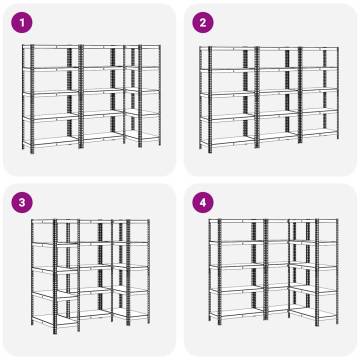 5-Layer Heavy-Duty Shelves - Silver Steel & Engineered Wood