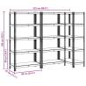 5-Layer Heavy-Duty Shelves - Silver Steel & Engineered Wood