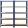 5-Layer Storage Shelves - Blue Steel & Engineered Wood (2 pcs)