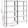 5-Layer Storage Shelves - Blue Steel & Engineered Wood (2 pcs)