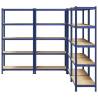 5-Layer Storage Shelves - Blue Steel & Engineered Wood, 4 pcs