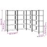 5-Layer Storage Shelves - Blue Steel & Engineered Wood, 4 pcs