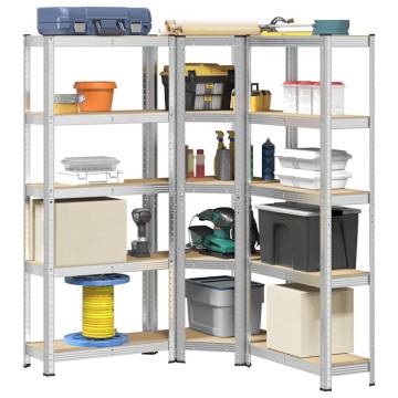 3 Piece 5-Layer Shelves Set - Steel & Engineered Wood Storage