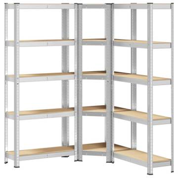 3 Piece 5-Layer Shelves Set - Steel & Engineered Wood Storage