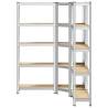 3 Piece 5-Layer Shelves Set - Steel & Engineered Wood Storage