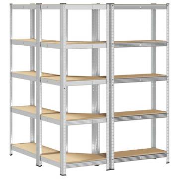 3 Piece 5-Layer Shelves Set - Steel & Engineered Wood Storage