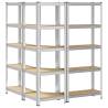 3 Piece 5-Layer Shelves Set - Steel & Engineered Wood Storage