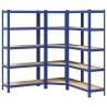 3 Piece 5-Layer Shelves Set - Blue Steel & Engineered Wood