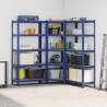 3 Piece 5-Layer Shelves Set - Blue Steel & Engineered Wood