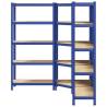 3 Piece 5-Layer Shelves Set - Blue Steel & Engineered Wood