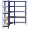 3 Piece 5-Layer Shelves Set - Blue Steel & Engineered Wood