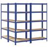 3 Piece 5-Layer Shelves Set - Blue Steel & Engineered Wood