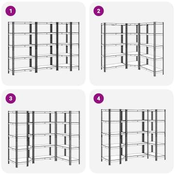 3 Piece 5-Layer Shelves Set - Blue Steel & Engineered Wood