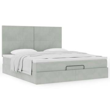 Light Grey Ottoman Bed with Mattresses 180x200cm - Stylish Comfort