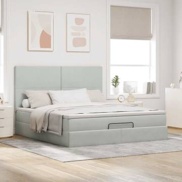 Light Grey Ottoman Bed with Mattresses 180x200cm - Stylish Comfort