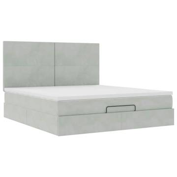 Light Grey Ottoman Bed with Mattresses 180x200cm - Stylish Comfort