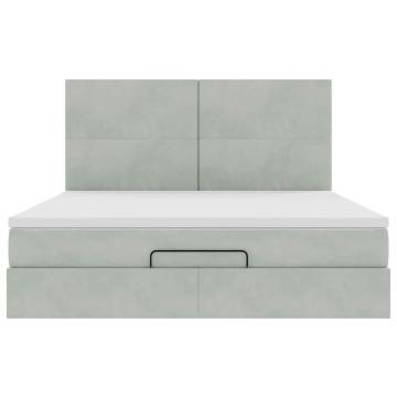 Light Grey Ottoman Bed with Mattresses 180x200cm - Stylish Comfort