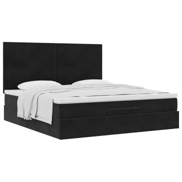 Ottoman Bed with Mattresses Black 180x200cm Velvet | HipoMarket