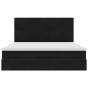 Ottoman Bed with Mattresses Black 180x200cm Velvet | HipoMarket