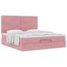 Elegant Pink Ottoman Bed with Mattresses - 180x200cm Velvet