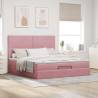 Elegant Pink Ottoman Bed with Mattresses - 180x200cm Velvet