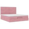 Elegant Pink Ottoman Bed with Mattresses - 180x200cm Velvet