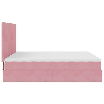 Elegant Pink Ottoman Bed with Mattresses - 180x200cm Velvet