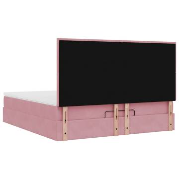 Elegant Pink Ottoman Bed with Mattresses - 180x200cm Velvet