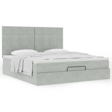 Ottoman Bed with Mattresses Light Grey 160x200cm Velvet