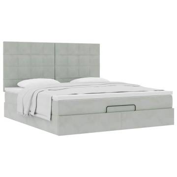 Ottoman Bed with Mattresses Light Grey 160x200cm Velvet