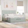 Ottoman Bed with Mattresses Light Grey 160x200cm Velvet