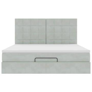 Ottoman Bed with Mattresses Light Grey 160x200cm Velvet