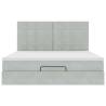 Ottoman Bed with Mattresses Light Grey 160x200cm Velvet