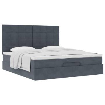 Ottoman Bed with Mattresses - Dark Grey Velvet 180x200cm