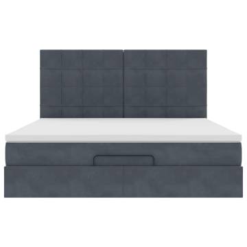 Ottoman Bed with Mattresses - Dark Grey Velvet 180x200cm