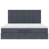 Ottoman Bed with Mattresses - Dark Grey Velvet 180x200cm