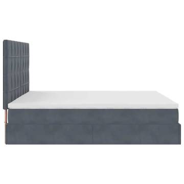 Ottoman Bed with Mattresses - Dark Grey Velvet 180x200cm