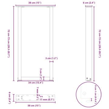 U-Shaped Coffee Table Legs - 2 pcs White Steel | Hipo Market