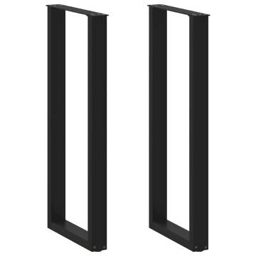 U-Shaped Coffee Table Legs - Black Steel 40x(110-111) cm (2 pcs)