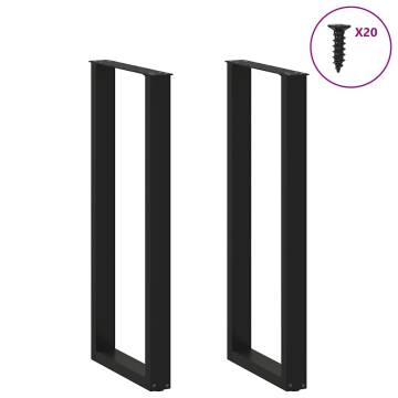 U-Shaped Coffee Table Legs - Black Steel 40x(110-111) cm (2 pcs)