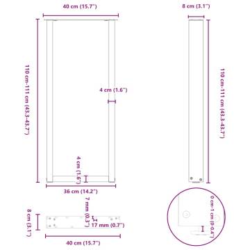 U-Shaped Coffee Table Legs - Anthracite Steel - 2 Pcs