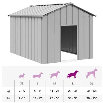 Durable Galvanised Steel Dog House with Roof - 113x153x101 cm