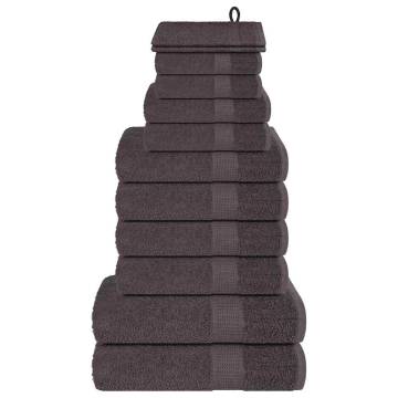 12 Piece Anthracite Towel Set - 100% Cotton, 360 gsm